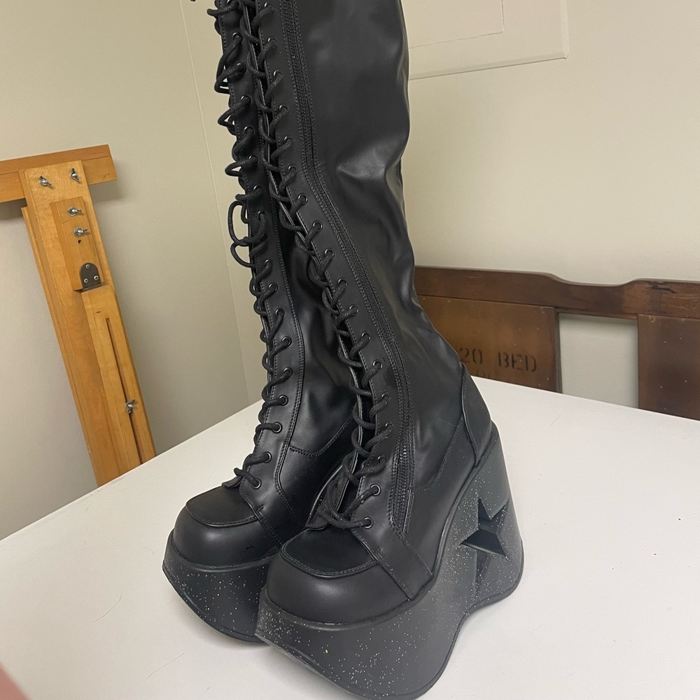 Platform Star Cutout Demonia Boots